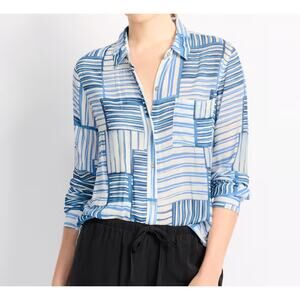 Rails Josephine Marine Mixed Blue Stripe Button Down Shirt Size Small NEW